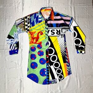 Mixed Geometric Pattern Button-Down SZ M